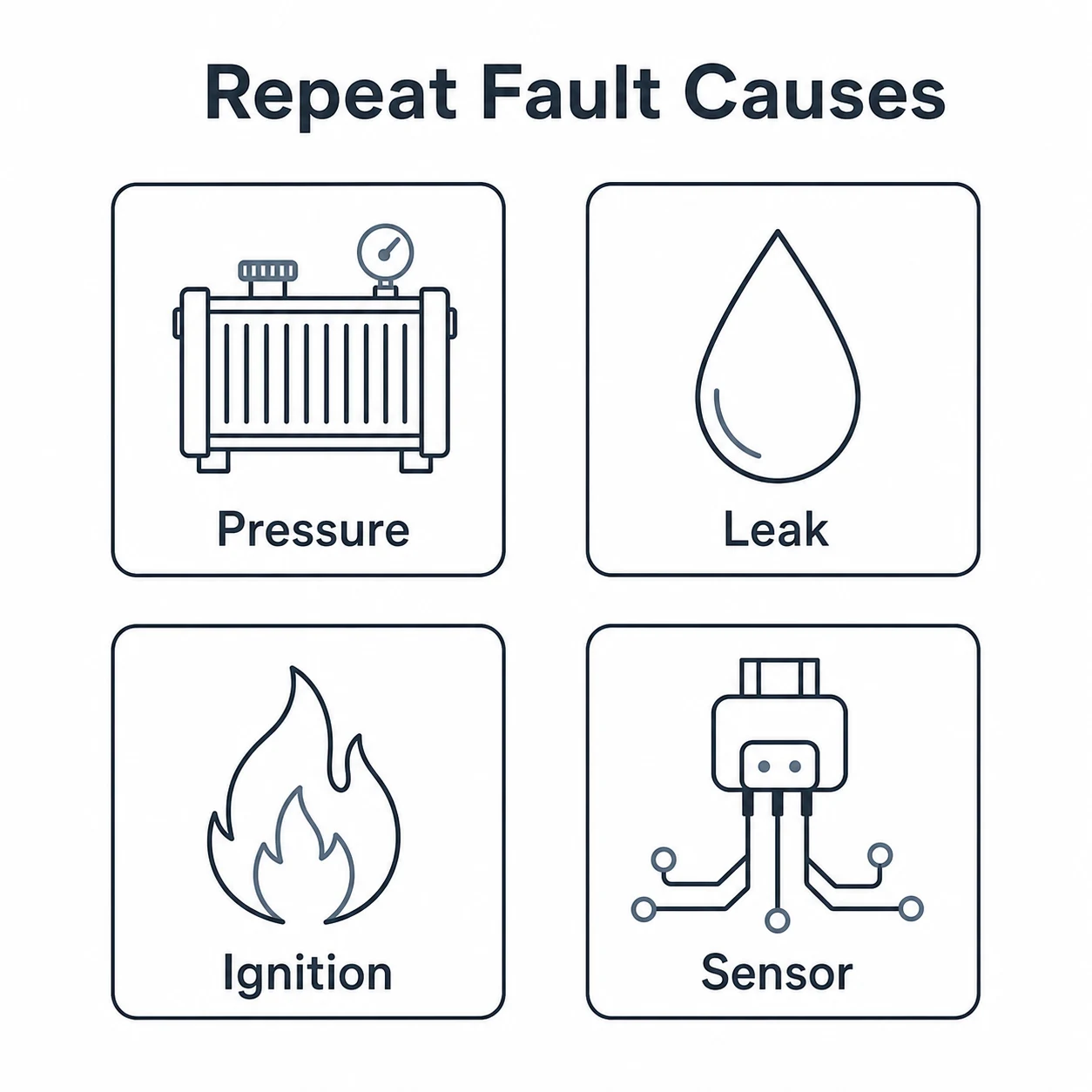 Graphic listing common causes of repeat boiler faults