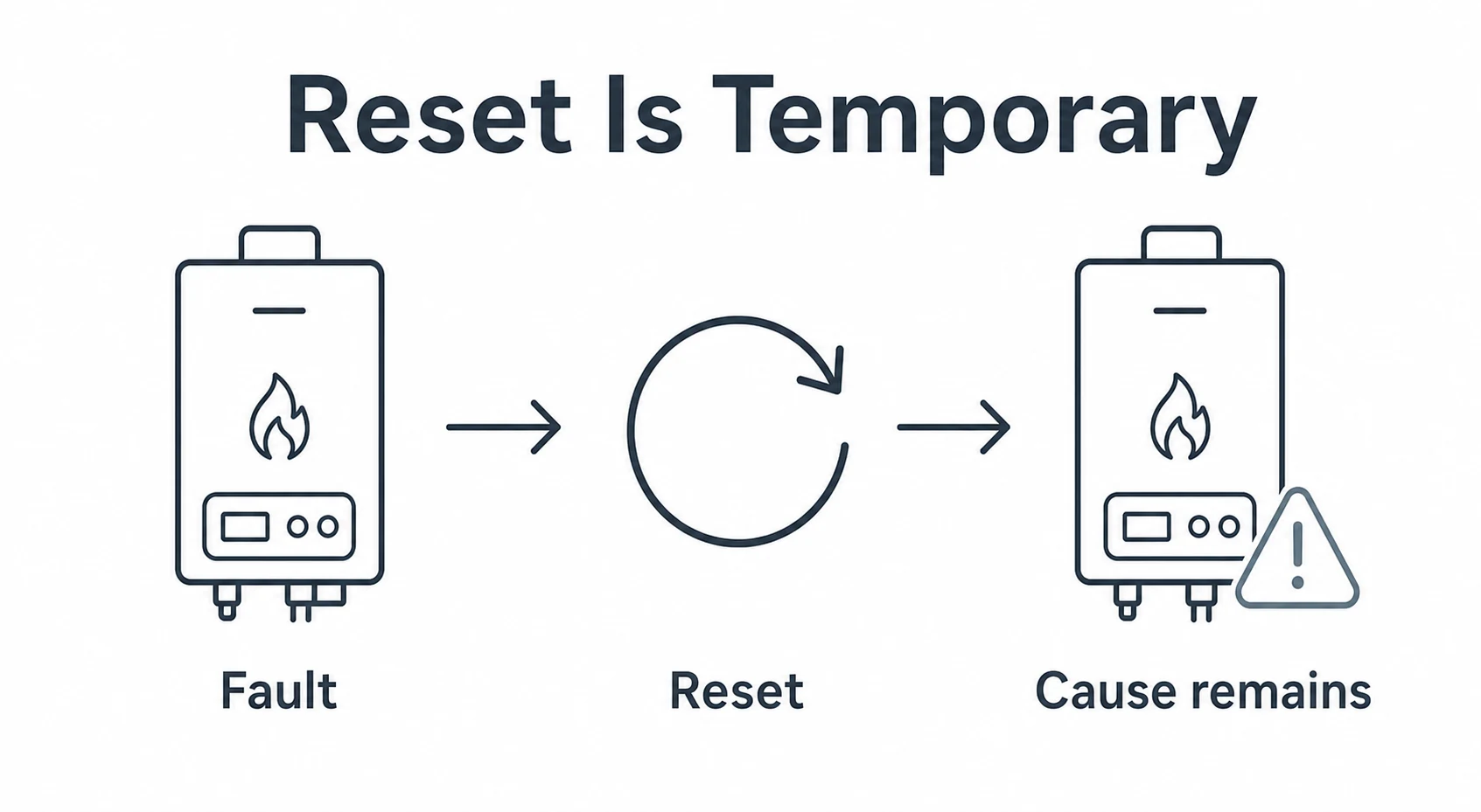 Graphic showing a boiler reset clearing a fault temporarily