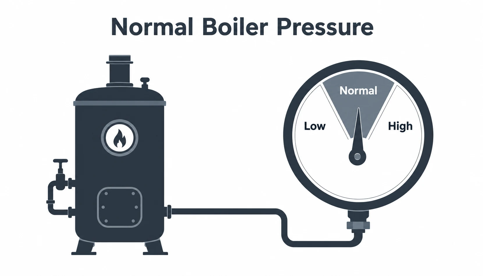 Graphic showing normal boiler pressure range